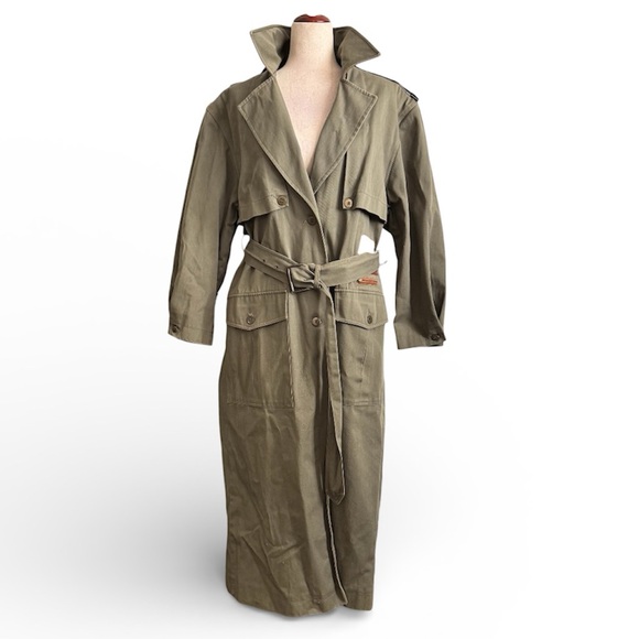 Vintage Jackets & Blazers - Vintage Olive Green Trench Coat UNISEX